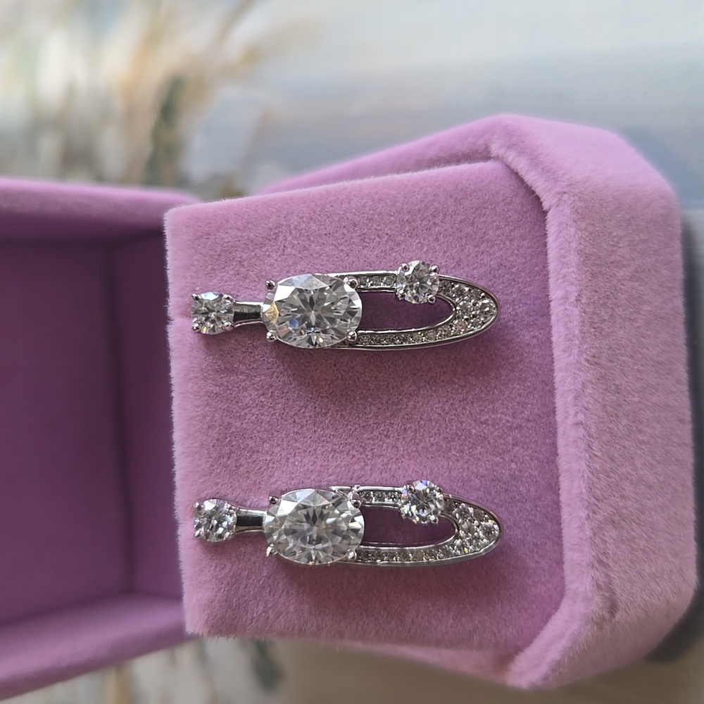 Moissanite 4 Carat 925 Sterling Silver Dangle earrings